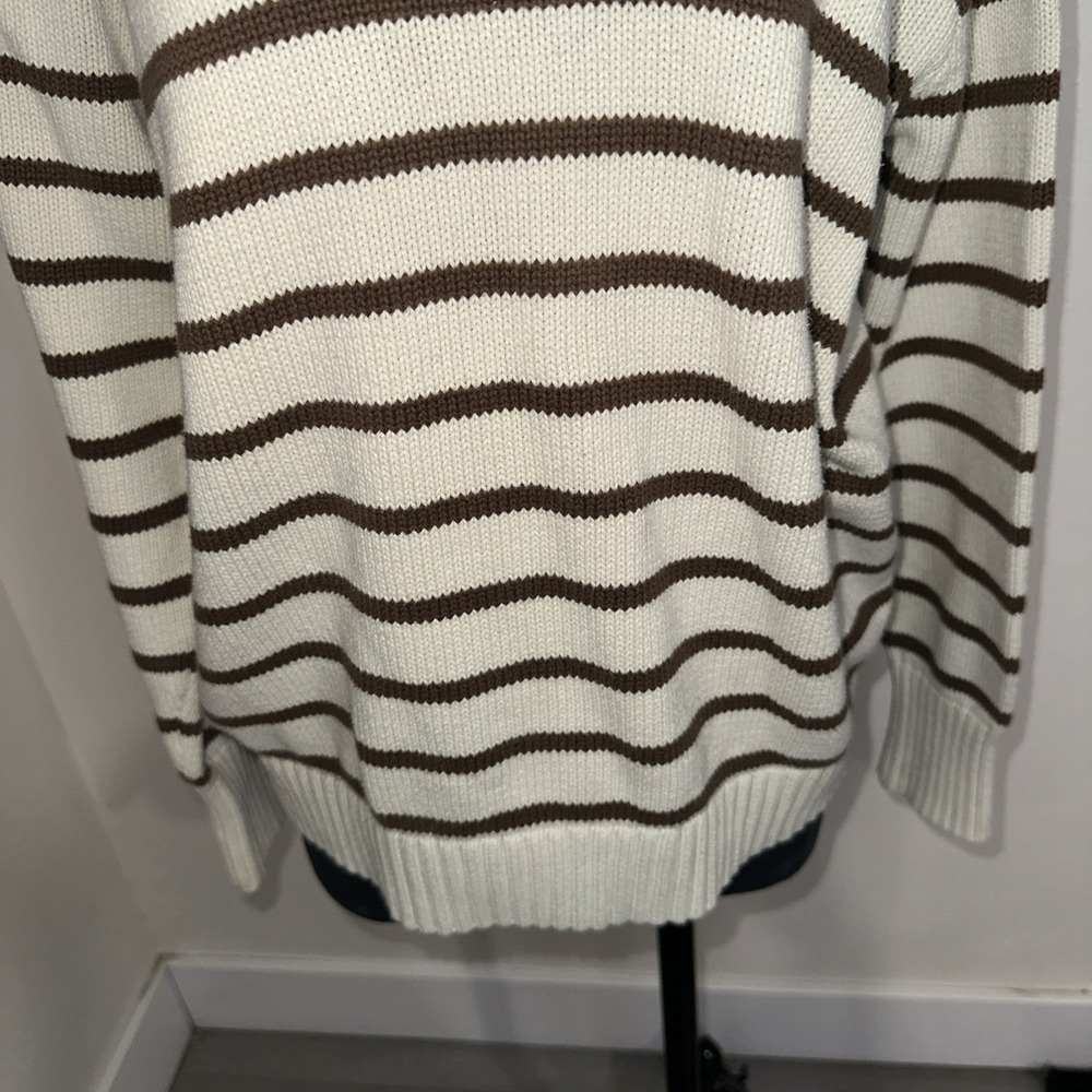 Brandy Melville Women's Brianna‎ Thin Stripe Cotton Sweater LB3 Ivory Size - Picture 3 of 11